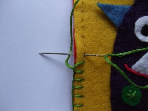 Buttonhole edging with pencil markings